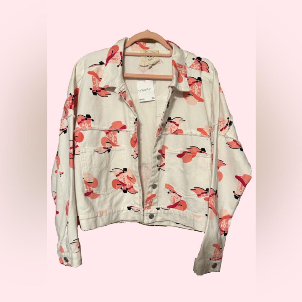 Pink & White Cowgirl Denim Jacket